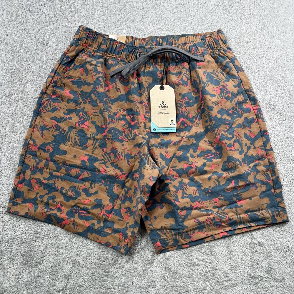 PrAna M Metric E-Waist Zip Swim Trunks Fresca Camo 8" inseam 30" Waist